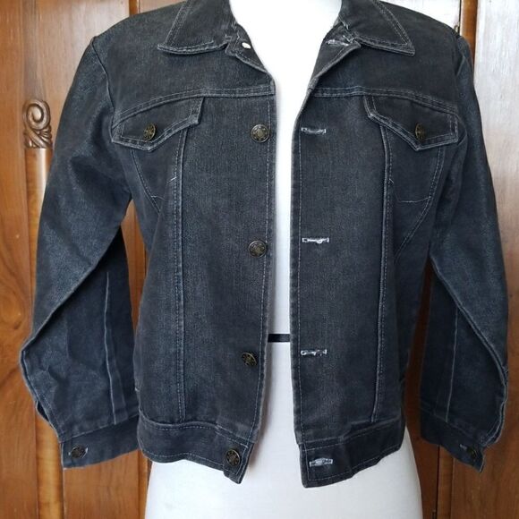 FUBU Platinum Black Denim Jacket, Vintage,  S - Picture 2 of 6